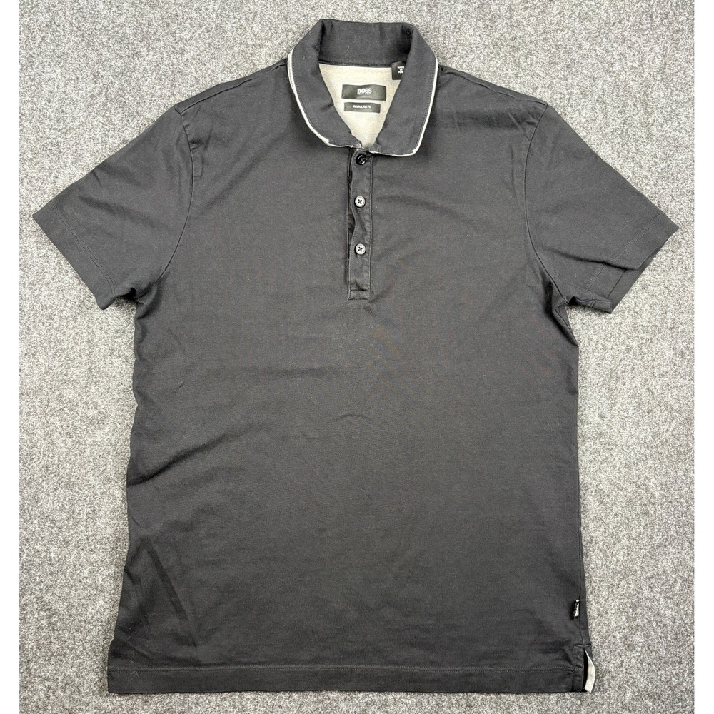 Hugo Boss Mens Regular Fit Polo Shirt Black Short Sleeve Cotton Size M